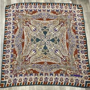 Oscar de la Renta Paisley Scarf in Blue and Brown